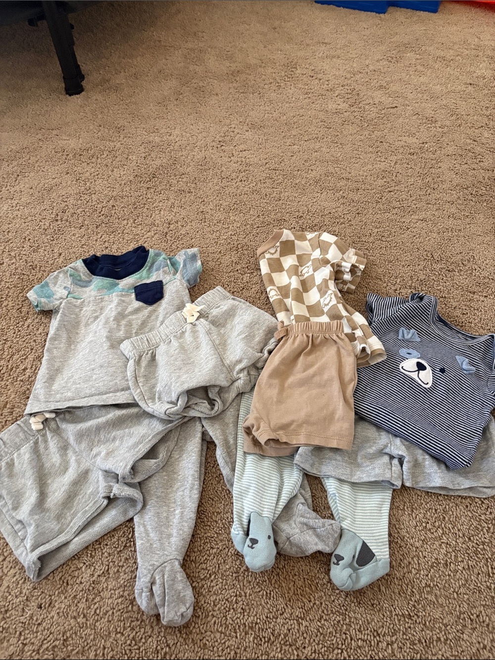 Baby Neutral Mixed Clothing Set - Gray, Tan, Blue